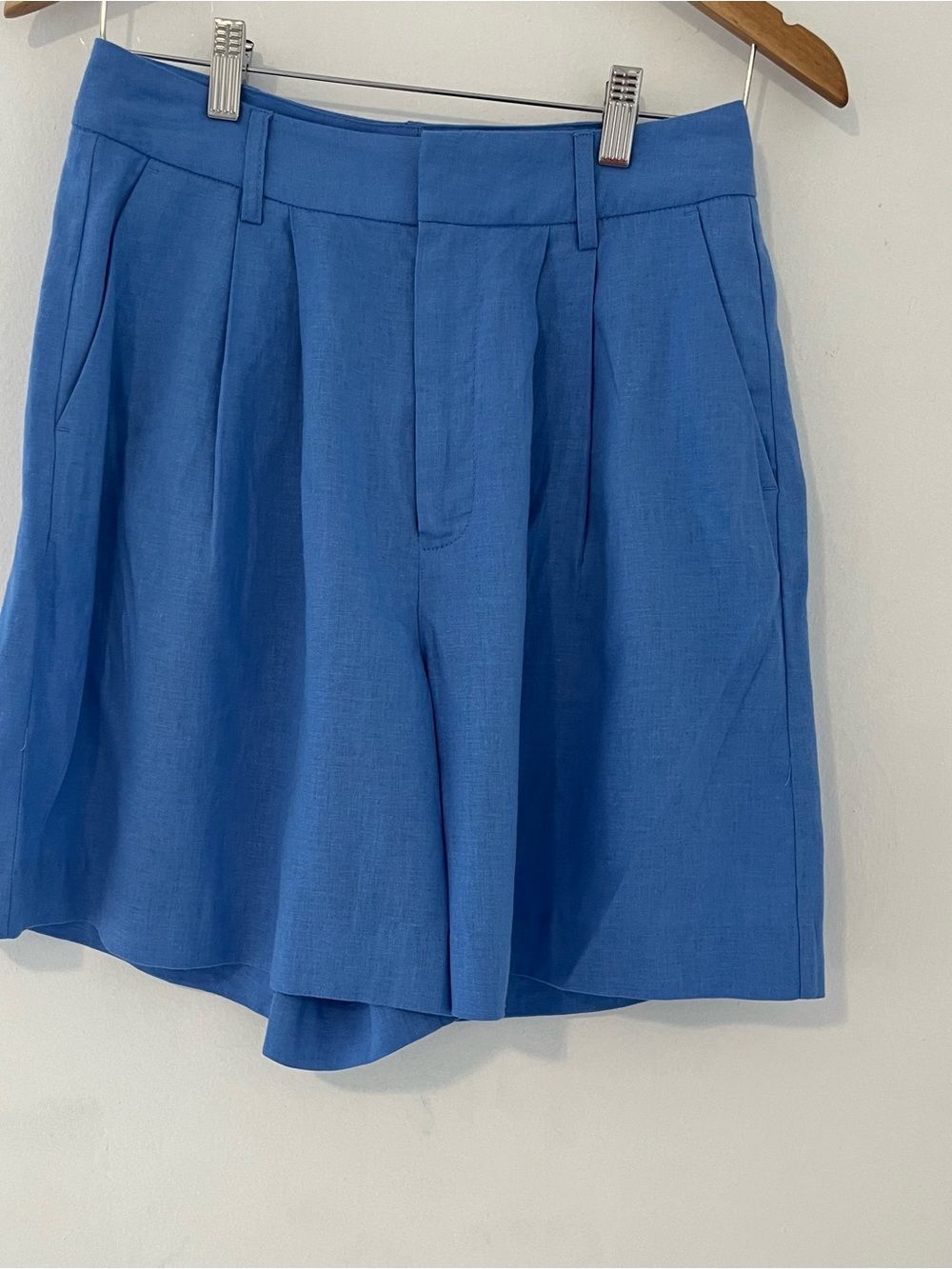 Scotch & Soda Elevated Blue Linen Blend Tailored Pleat Front Shorts - NWT